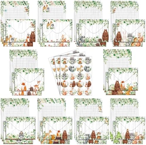 TaoBary 160 Pcs Woodland Animal Stationery Paper and Envelopes Set