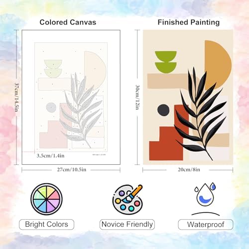 6 Pack Paint by Numbers Kit for Adults Beginner Easy Plants, 8x12 Inch | Minimalist Plant DIY Acrylic Painting by Numbers, Without Frame Canvas, Stress Relief Craft Kits, For Home Wall Decor Gift