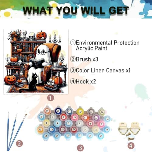 Halloween Paint by Numbers Kit for Adults,DIY Paint by Number 14x14 inch