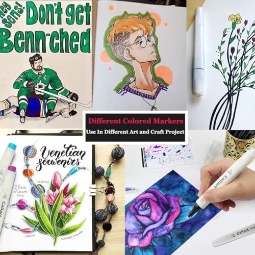 Caliart Alcohol Markers 121 Colors Brush & Chisel Tip Art Markers Pens Set | Permanent Alcohol Brush Markers with Carry Case for Adult Coloring Books Illustration, Artist Drawing & Beginner Sketching