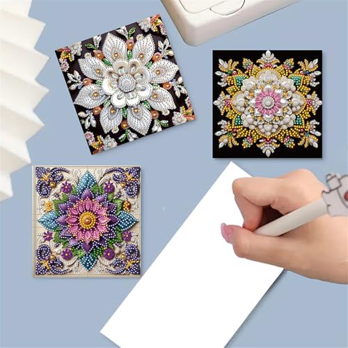 Diamond Art Cards with Envelopes–6PCS DIY Diamond Painting Greeting Cards Kit | Card Making Kit with Bling for Adults & Beginners | Birthday,Holiday & Thank You Cards (Mandala)