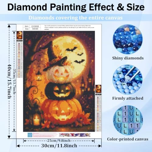 XTCIXAL Diamond Painting Halloween, Diamond Art Kits for Adults, 12x16 Inch