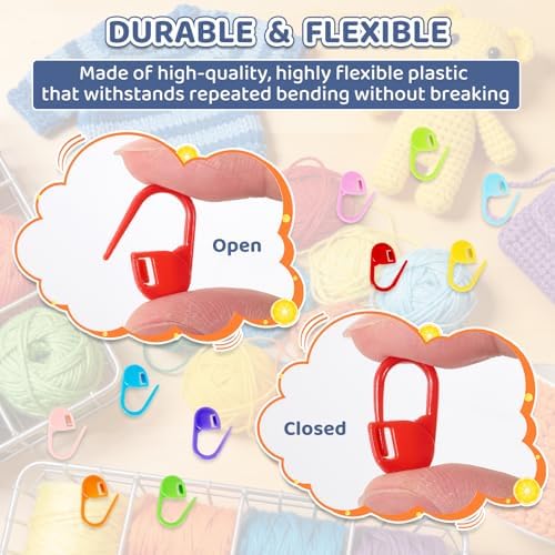 LKbeuuu 200 Pcs Locking Stitch Markers Set, Comes with a Storage Case