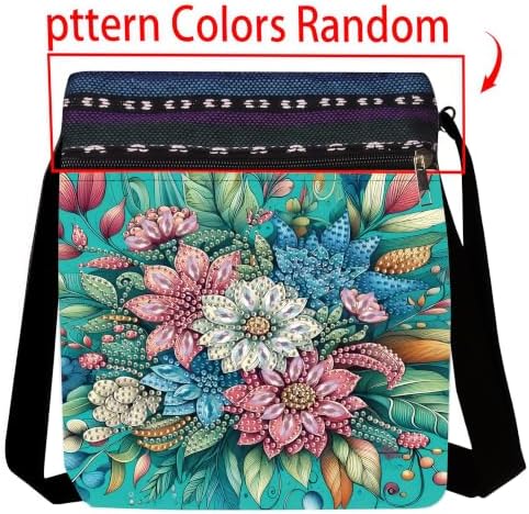 LSQFS Diamond Painting Crossbody Bag, DIY 5D Diamond Art Kits for Adults, PU Leather Art Bag with Adjustable Strap, Flower Pattern Gem Art for Adults, Craft Kits for Adults Women
