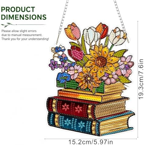HMZephitiquc Flower Hanging Diamond Art Kits for Adults, Special Shaped Crystal Books Diamond Painting Suncatchers, 5D Gem Art, Sun Catchers DIY Craft Kits for Gift Home Decor