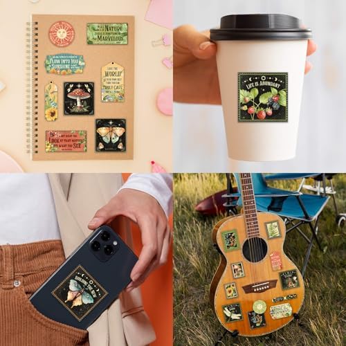 Cottagecore Stickers Vintage Nature - Botanical Mushroom & Sunflower Waterproof Vinyl for Adults | Journal Planner Decor | Laptop Water Bottle Scrapbooking