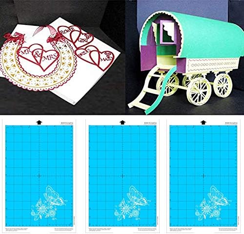 3 Pack Standard Grip Cutting Mats 8x12 Inch | For Silhouette Cameo Portrait Adhesive Sticky Accessories Craft Replacement Cut Mats for Scrapbooking Die-Cut Machines (Blue)