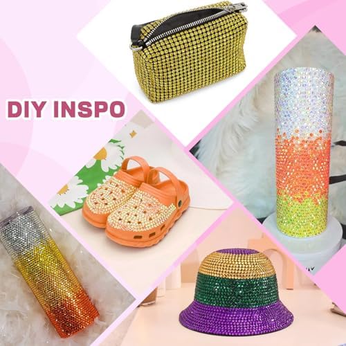 20000Pcs Yellow Rhinestones for Bedazzling with B7000 Jewelry Glue, Resin Rhinestones for Crafting Crafts DIY, Bedazzler Kit Gems for Clothing Shoes Tumblers Fabric Nail Art Assorted Size 3/4/5/6mm