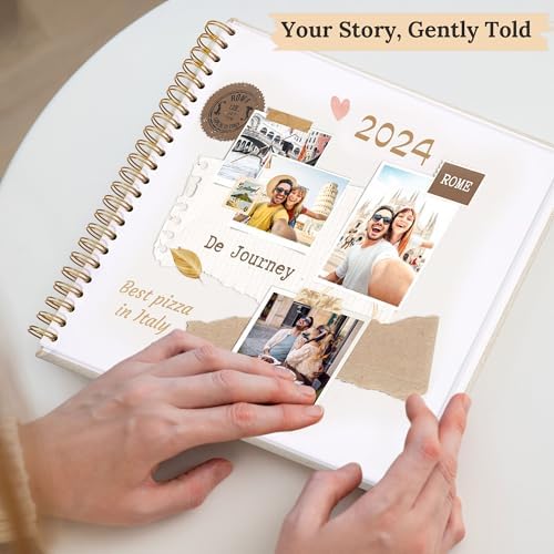 10"x10" Scrapbook Photo Album Linen Cover 40 Sheets 80 Pages White Paper | Gray Hardcover Kraft White Pages Memory Book, for Travel Wedding Guest Book Christmas Baby Fits 4x6 & Instant Photos
