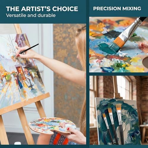 4Pcs Comb Artist Brush Set,Professional Synthetic Squirrel Hair Rake Brushes for Textured Art, Acrylic Paint Brush Sets for Artists, Creating Wood Grain, DIY Crafts & Greeting Cards