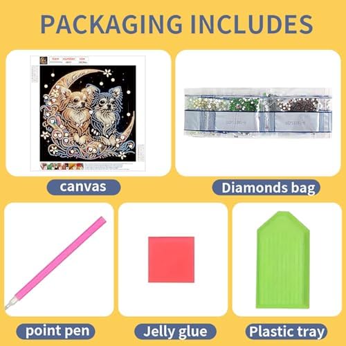 Bloomthread Diamond Painting Kits for Adults – Dog and Moon Partial Drill Diamond Art Painting Kits for Holiday Gifts and Home Decor 12x12 Inches