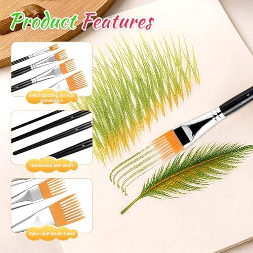 12PCS Art Grainer Brush Comb Set, Professional Artist Acrylic Paint Brush Comb Set, Small Nylon Bristles Painting Brushes for Acrylic, Oil and Watercolor, Ideal for Artists Face Painting(12 PCS)