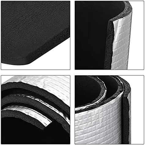 uxcell Insulation Sheet, 2mx1mx5mm Embossed Aluminum Foil Waterproof Heat Resistant Thermal Barrier, for Roof Wall HVAC Duct Pipe, Rubber Foam