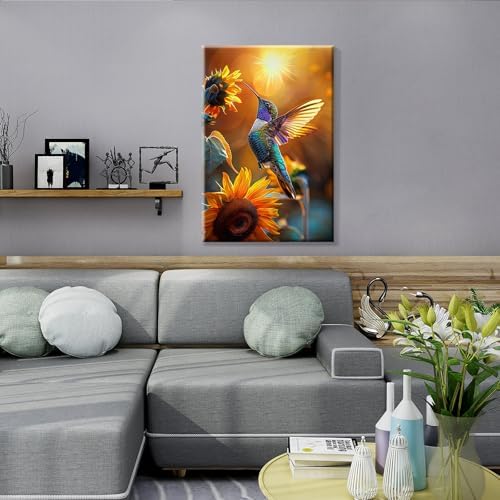 JOOZ Paint by Numbers Kit for Adults with Frame, Hummingbird Paint by Number with Easel, DIY Hummingbird Oil Painting by Numbers, Adult Paint by Number Kits Framed Canvas for Wall Decor 8x12 Inch