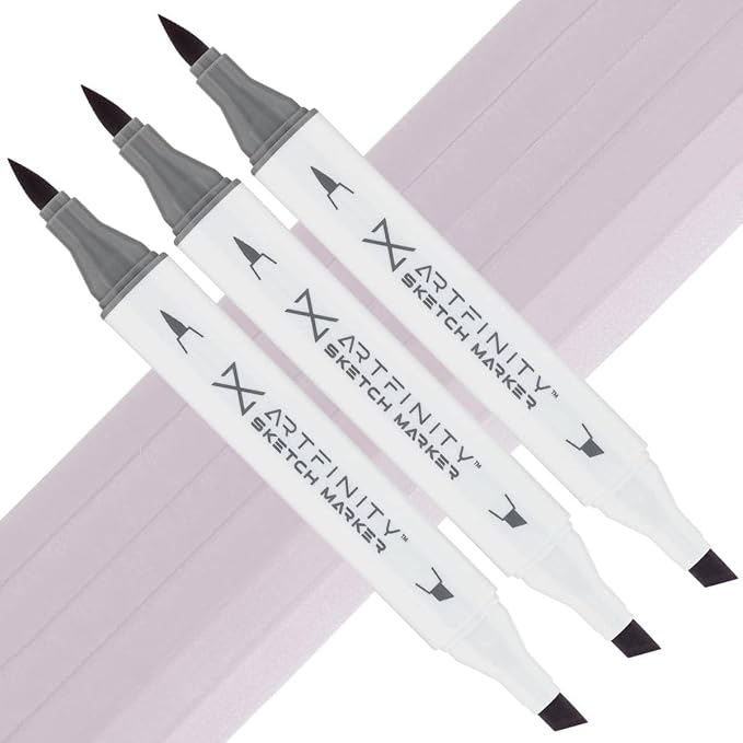 Artfinity Sketch Markers - Set of 3 - Dull Lavender V9-3, Vibrant, Professional, Dye-Based Alcohol Markers for Artists, Drawing, Travel, & More