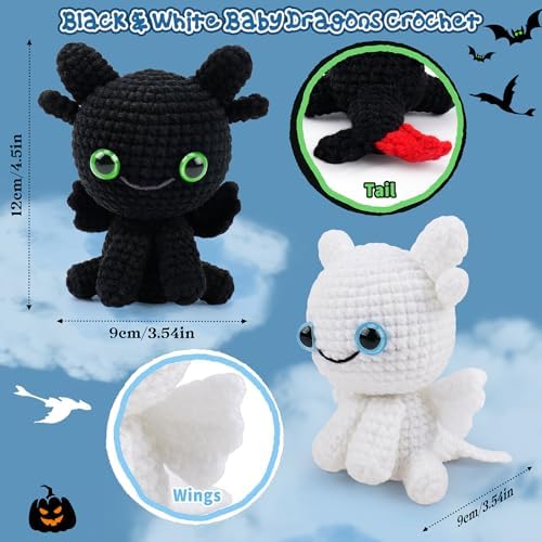 2PCS Dragons Crochet Kit for Beginners Crochet Starter Kit for Adults