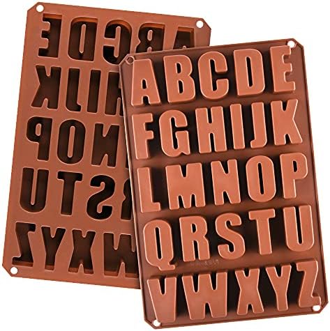 2pcs Large Letter Molds Silicone Alphabet Mold for Crayon, Cake Baking Decor (2)