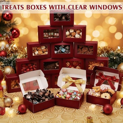 Zonon 30 Pcs Mini Kraft Soap Boxes with Window Homemade,Burgundy