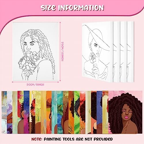 Sherr 20 Pcs Pre Drawn Canvas Afro Queen for Painting for Adults