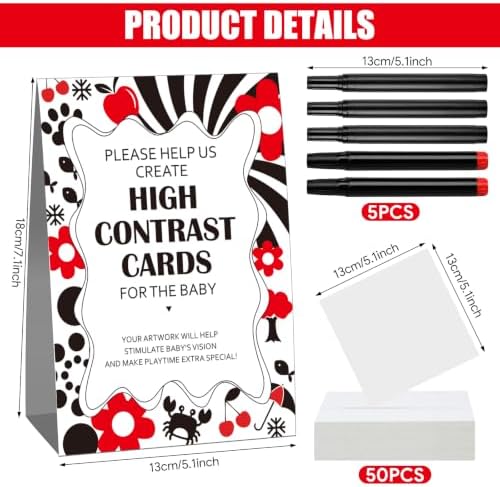 Sinload 56 Pcs Baby Shower DIY High Contrast Card Games, Cute