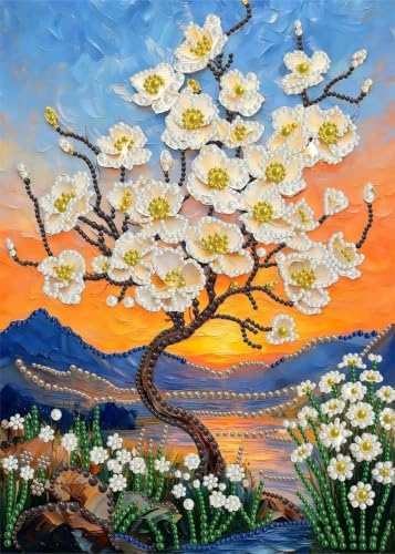Flower Diamond Pearl Painting Kits for Adults Beginner,Diamond Dots 12X16In