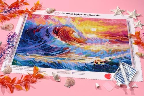 DIAMOND ART CLUB Colorful Ocean Waves Diamond Art Kits for Adults
