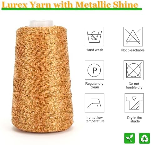 Metallic Crochet Thread, 80g Lurex Yarn for Charms(Orange)