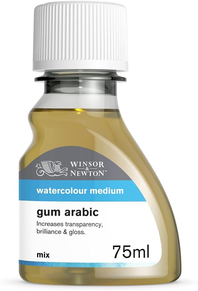 Winsor & Newton Watercolor Medium, Gum Arabic, 75ml Bottle | Main Binder in Watercolor, Controls the Flow of Wet Color, Slows Drying, Increases Gloss & Transparency