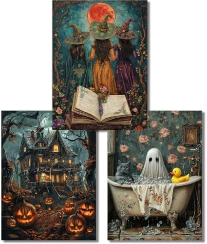 3 Pack Halloween Diamond Art Kits for Adults,Diamond Painting Kits 12x16 In