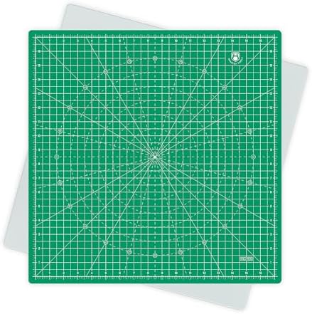Headley Tools 17"x17" Rotating Cutting Mat, Self Healing Mat with 360-Degree Rotation & Anti-Slip Base, Sewing Board Cutting Mat Perfect for Fabric Quilting Leather Hobby Project, Green