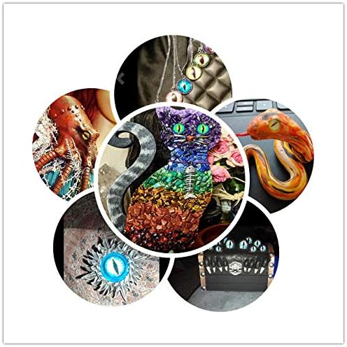 Julie Wang 20mm 40pcs Dragon Eyes Flatback Round time gem cover Mixed Style Glass Cabochon Dome for Fantasy Jewelry Animal Crafts DIY Findings