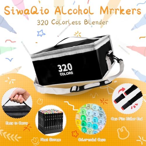320 Colors Alcohol Markers with APP, Dual Tip Art Marker for Adults Coloring Books, Alcohol Based Illustration Markers Set for Adult Artist Drawing Sketching Painting Lettering Cards
