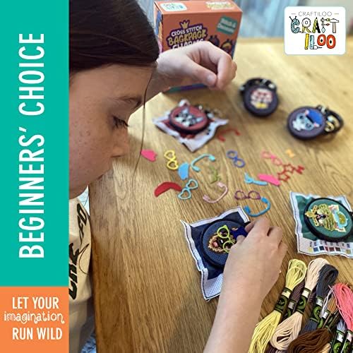 Dogs Cross Stitch Kits for Kids - 5 Stamped Beginner Needlepoint Sets