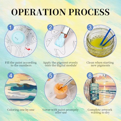 Paint by Numbers Kit for Adults, Beach DIY Acrylic Painting Kit, 16x20 Inch