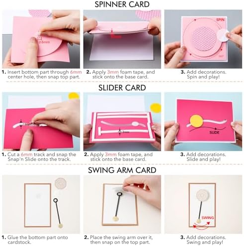 1000Pairs Snap'n Slides for Making Slider Card Spinner Swing Arm Cards; Round Interlocking Disks Easy Interactive Elements Snap and Spin for Card Making DIY Scrapbooking Paper Crafts Projects