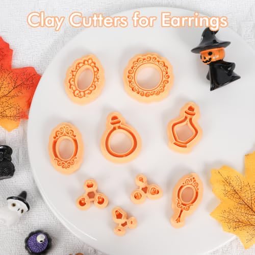 Puocaon Halloween Frame Polymer Clay Cutters for Jewelry Earrings Making | 9pcs Ornate Frame Shaped, Easy to Use Smooth Cutting Edge, Polymer Clay Jewelry Tools, Halloween Polymer Clay Artist Gifts