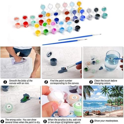 pchmcu 2 Pcs Halloween Paint by Numbers Kits for Kids Framed - DIY Ghosts Adults' Paint-by-Number Kits on Canvas,Small Easy Acrylic Oil Painting for Home Wall Decor 8x8 inchs