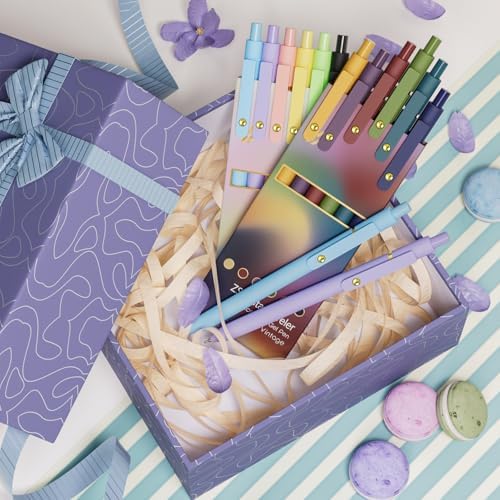 YOXMJDB 12 Pcs Color Pens for Journaling 0.5mm Fine Point Colored Gel Ink Pen, Smooth Writing Colorful Pens for Note Taking, Gift Set for Women & Men (12 Pcs Vintage & Vibrant Gold)