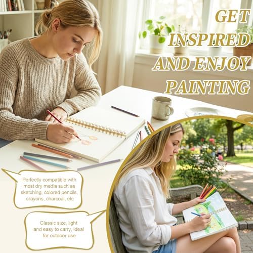 5.5×8.5In Sketch Book for Kids, 100gsm Spiral Sketchbook for Drawing,Yellow | 90 Sheets Acid-Free Drawing Paper with Pencils, Tear-Out Pages, for Drawing & Sketching, idea for Back-to-School Gifts