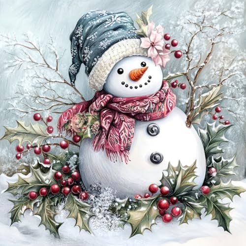 KYOQFVN Christmas Stamped Cross Stitch Kit - Snowman Counted Cross Stitch Kits for Beginners Adults, DIY Needlepoint Cross-Stitch Patterns Dimensions Needlecrafts Embroidery Kits Arts and Crafts