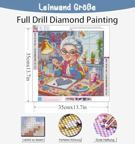 Benjenes Grand Mother Diamond Art Kits for Adults, Diamond Painting Kits