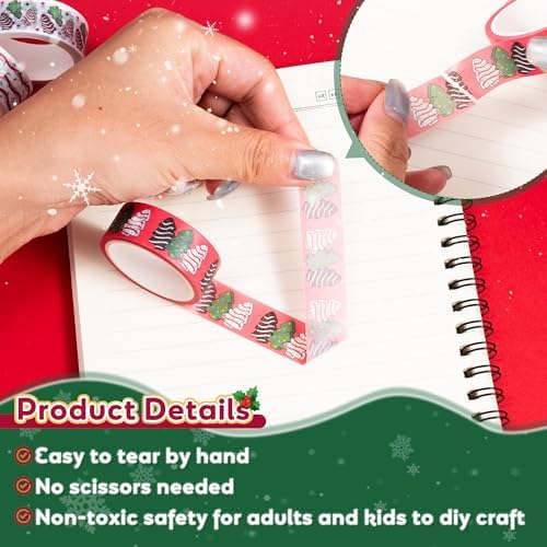 Christmas Tree Washi Tape - 12Pcs Sweet Dessert Gingerbread Scrapbook Washi Colored Masking Decorative Tape Set School Office Teacher Gift Wrapping Diy Craft Scrapbooking Journal Art Supplies