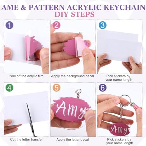 Tondiamo 12 Sets Acrylic Keychain Blanks Sets, DIY Name Keychains, Macaron