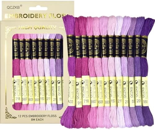 Premium Rainbow Color Embroidery Floss - Cross Stitch Threads - Friendship Bracelets Floss - Crafts Floss - 12 Skeins Per Pack Embroidery Floss,Purple Gradient
