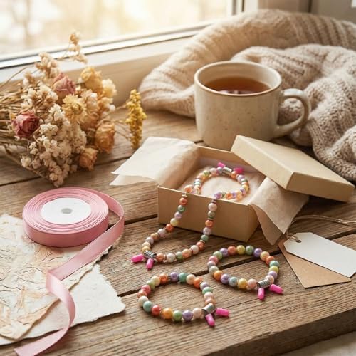 6-Piece Bead Stoppers with Red Handles, Pink Jewelry Making Tools for Bead Line Ends to Prevent Beads from Falling