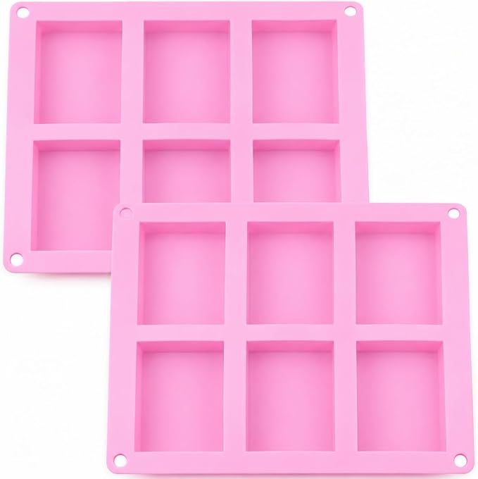Old Fashion Soap Bar Mold Silicone 2 Pack – Rectangle 6 Cavity Soap Making Mold for Homemade Soap Bars (Flexible Nonstick Easy Release)