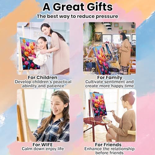Paint by Numbers kit for Adults Flower,Paint by Numbers 16x20 inch