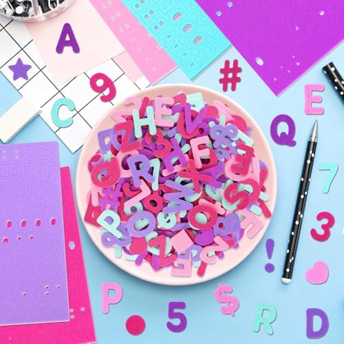 Felt Letters,490 Pcs Felt Stickers 1 Inch Alphabet Number Sticker(Pink)