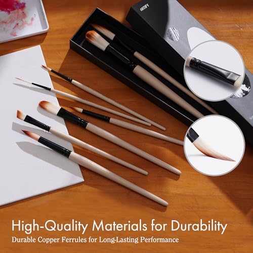 ARTIFY Watercolor Brush Set, 8 Pcs Professional Paint Brushes with Case for Beginners and Artists, Various Shapes, Optimized Hairs for Watercolor, Gouache, Ink, Tempera, and Fabric Painting