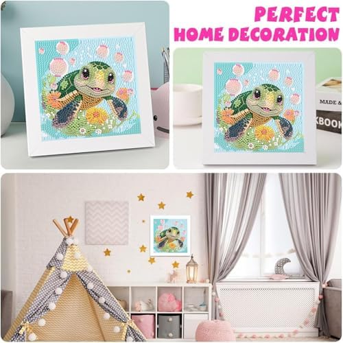 Sea Turtle Diamond Art Painting Kits for Kids with Frame Ages 6-9 (7x7 in)